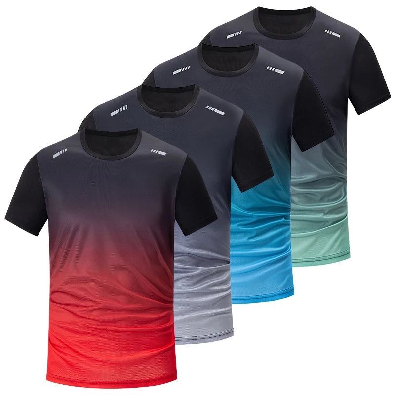 1/2/4/6-piece Men's Seasonal Sports Style Gradient Quick Drying Multi-color  Short Sleeved Top Casual Running Black Shorts Set