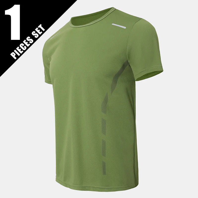 4/1 Pcs Men's Summer Multicolor Quick-drying Sports Short Sleeve Loose Breathable Fitness Running Badminton T Reflective Strip